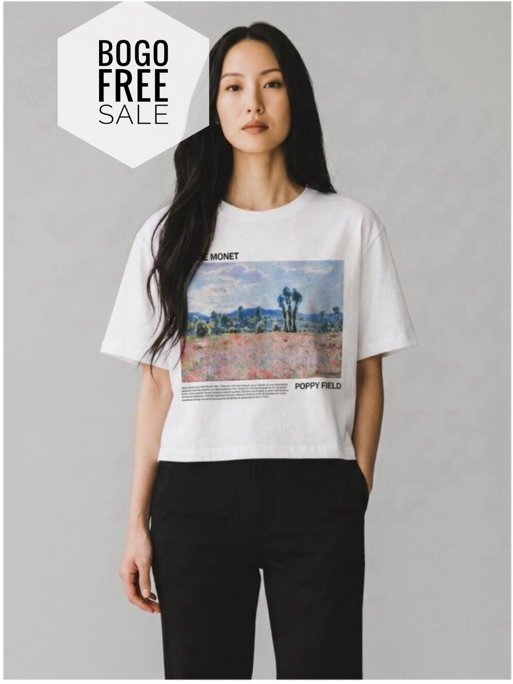 French Pastry Claude Monet 'Poppy Field' White Graphic T-Shirt
